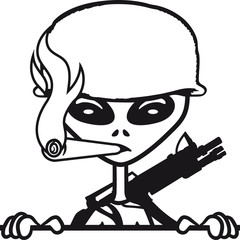 wand army armee soldat schießen krieg kämpfer maschinen gewehr waffe zigarre cool navy general ausserirdischer grey cool aliens Ufo