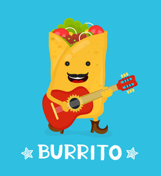 Tasty cute happy smiling burrito dance 