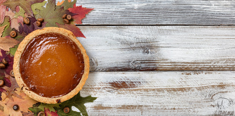 Baked homemade pumpkin pie for the Autumn holiday celebrations