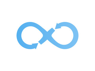 DevOps logotype. Sign of infinity with arrows blue