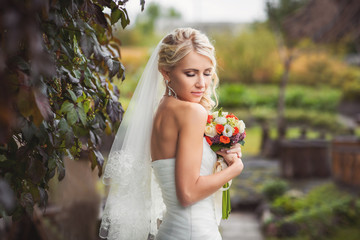 Wedding autumn. Bride's portrait