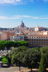 Fototapeta na wymiar cityscape of Rome with St. Peter's cathedral, Italy