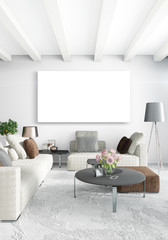 Vertical Bedroom Minimal or Loft style Interior Design. 3D Rendering. Concept idea.