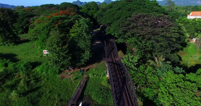 During World War Two Japan constructed the meter gauge railway line from Ban Pong, Thailand to Thanbyuzayat, Buma. The line passing through the scenic Three Pagodas pass run for 250 miles.
