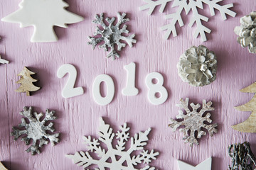 Flat Lay, Letters With 2018 For Happy New Year