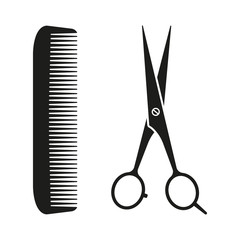 Scissors and comb sign. Vector.