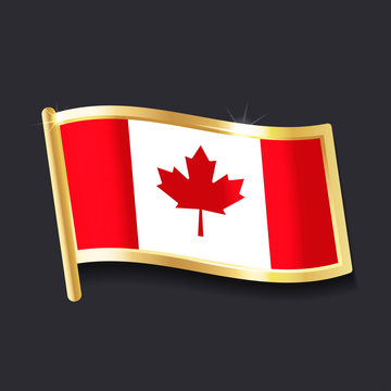 flag of  Canada in the form of badge, flat image