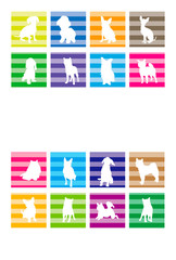 カラフルなイヌのデザイン年賀状テンプレート素材２０１８