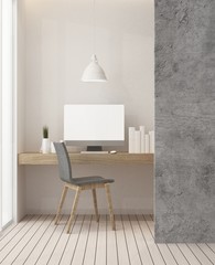 The interior work space room furniture 3d rendering and background decoration in hotel - minimal style concept