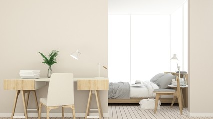 Bedroom space interior minimal and wall decoration empty in apartment- 3D rendering