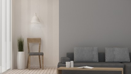 The interior work space room furniture 3d rendering and background decoration in hotel - minimal style concept