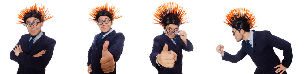 Funny man with mohawk hairstyle