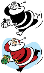 Santa Claus rushes to deliver a last minute Christmas present.