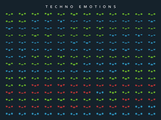 Set techno emotions to create characters. Emoji for Web.
