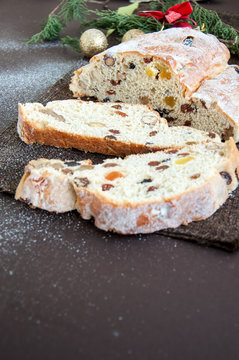 Full of spices dry fruits and nuts sweet bread- Stollen