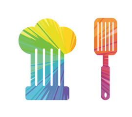 chef equipment multicolored abstract icon