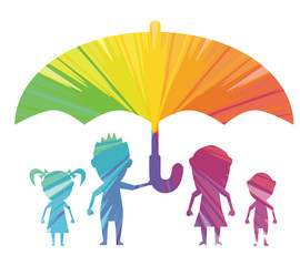 dolls family protected multicolored abstract icon