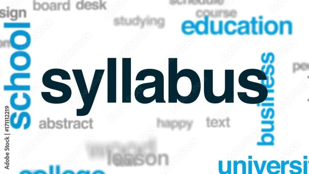 Poster syllabus animated word cloud, text design animation.