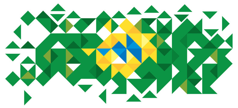 Brazil Abstract Poly Art Flag (Vector Art)