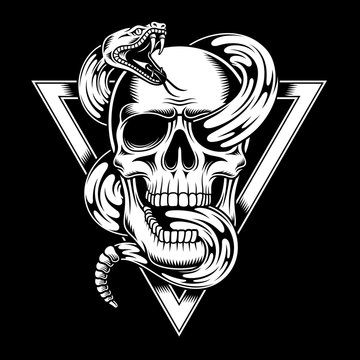 Naklejki Skull with Snake Vector Illustration