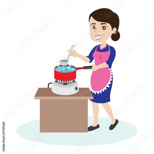 Download "Mom Cooking Soup" Stock image and royalty-free vector ...