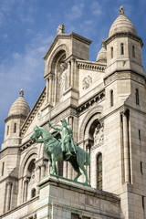 Fototapeta premium Paris, France - April 17, 2015: Joan of Arc statue at basilica Sacre Coeur in Montmartre
