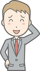 Illustration that a businessman wearing a suit is smiling