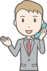 Illustration of a businessman wearing a suit on the phone