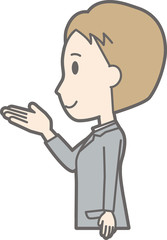 Illustration that a businessman wearing a suit is turning sideways