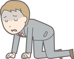 An illustration that a businessman wearing a suit feels stress