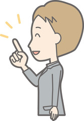 Illustration that a businessman wearing a suit faces and points to him