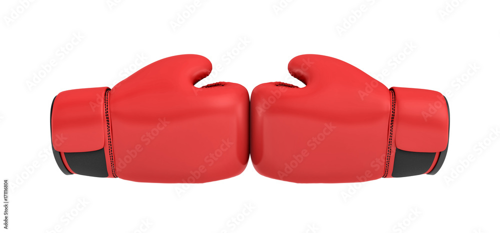 Poster 3d rendering of a red right boxing gloves isolated on white background