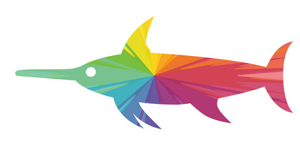 swordfish multicolored abstract icon