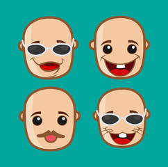 Cartoon Happy Man Faces