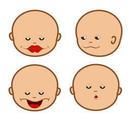 Naughty Cartoon Babies Face Expressions