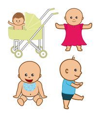 Naughty Cartoon Babies Vector Illustration