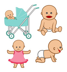 Cute Cartoon Toddlers - clip-art characters vector