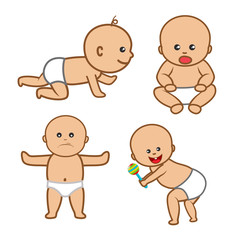 Cute Happy Cartoon Babies - clip-art characters vector