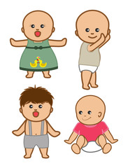 Obraz premium Innocent Cartoon Babies Vectors - clip-art characters vector