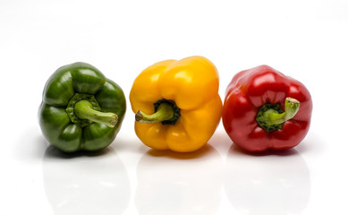 Three sweet pepper on white background.