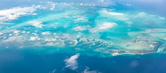 Fototapeta na wymiar Beautiful Panoramic view of Bahamas islands from above