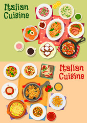 Italian cuisine traditional dishes and salads