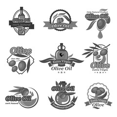 Olive oil label and badges set design