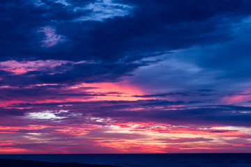 Dramatic cloudscape at sunrise or sunset