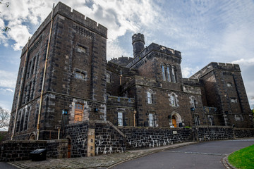 Fototapeta na wymiar Front view of scenic Stirling Old Town Jail building medieval style