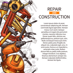 Repair and construction poster of work tools