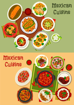 Mexican cuisine dishes dinner set
