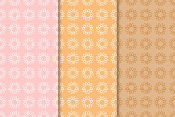 Geometric backgrounds. Set of colored seamless patterns