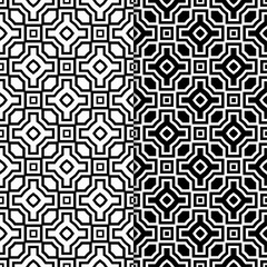 Geometric black and white seamless patterns