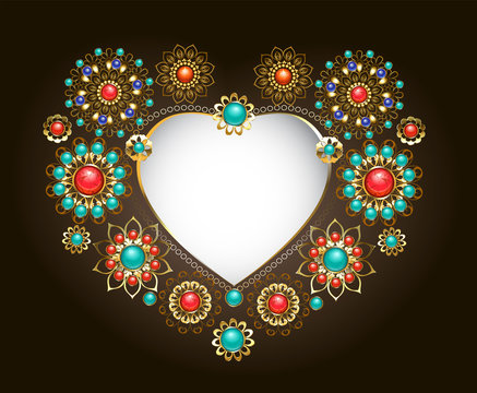 Ethnic frame in the shape of heart